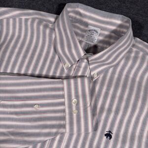 Brooks Brothers Shirt Mens XXL Regent Fit Red White Striped Button Down Oxford